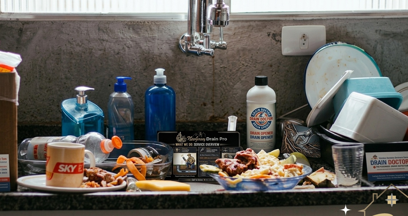 Kitchen drain line cleaning — grease and food debris removal by New Jersey Drain Pro